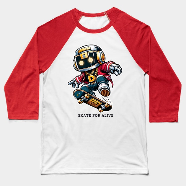 Hip-Hop Ollie Bot - Street Style Skate Series Baseball T-Shirt by DrextorArtist